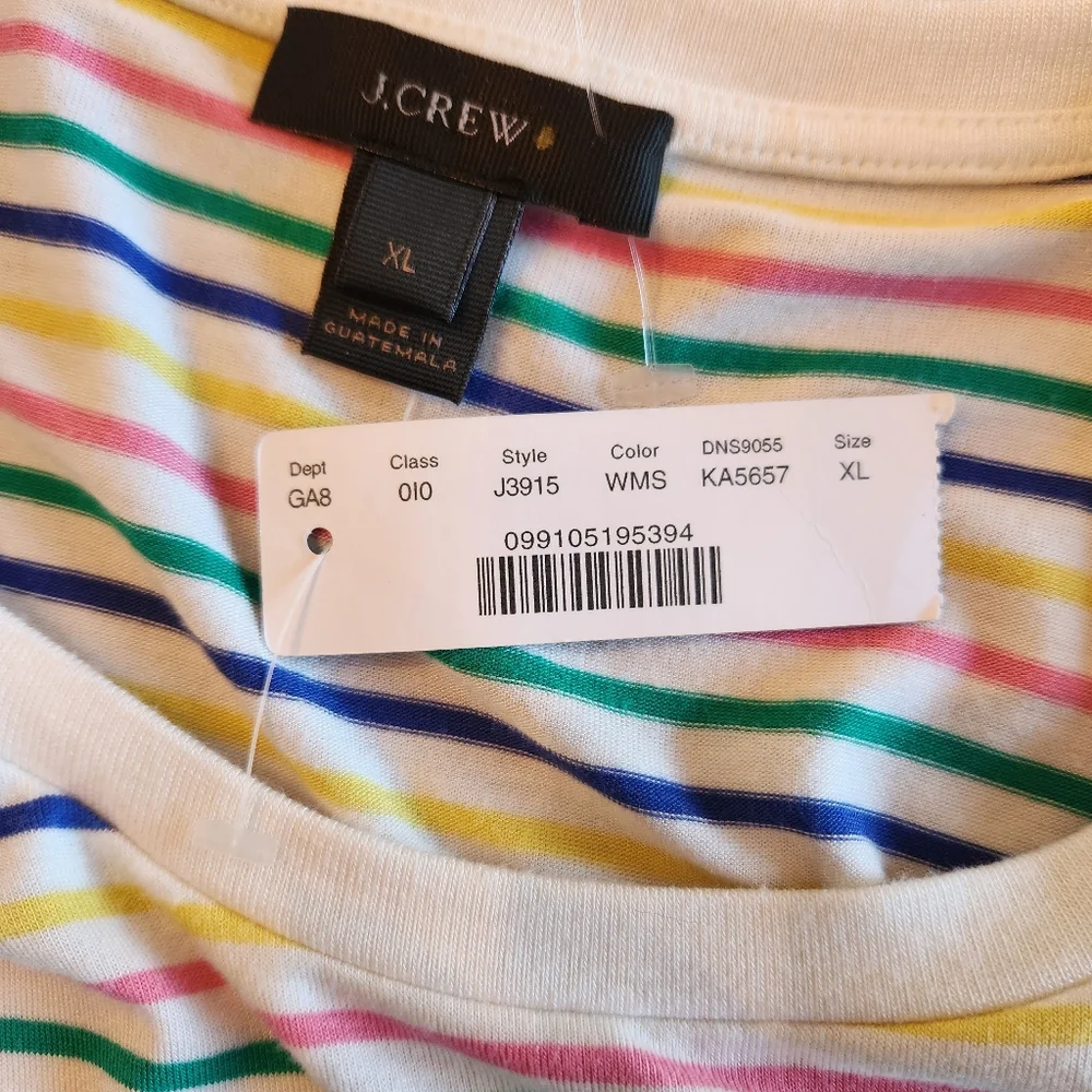 NEW J Crew Colorful Striped Short Sleeve Top Size XL